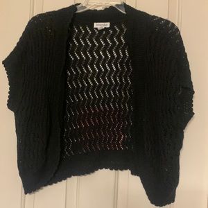 Black crochet short sleeve cardigan